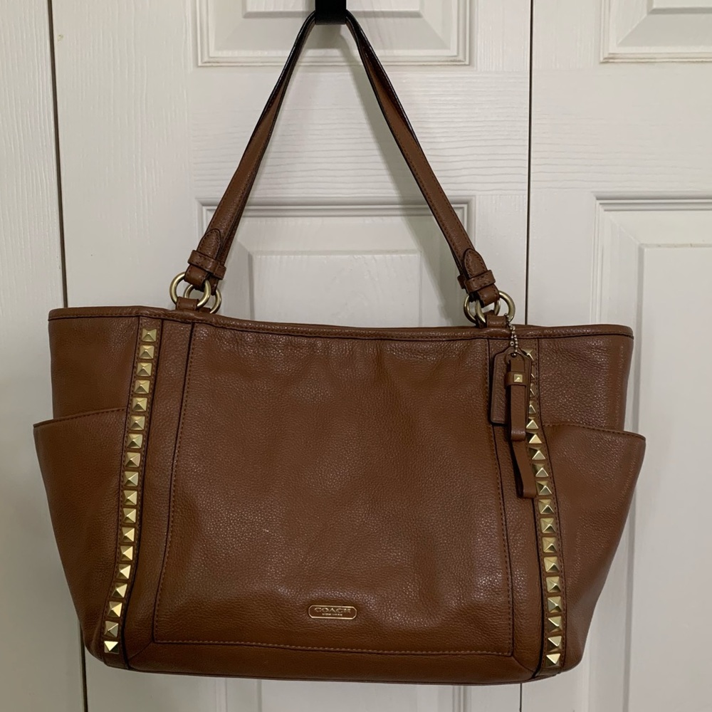 Leather Coach studded purse